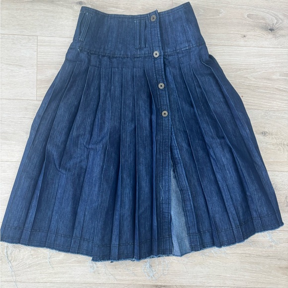 Anthropologie Pilcro low-slung pleated denim midi skirt *no belt* - Picture 4 of 7